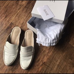 White loafer slides